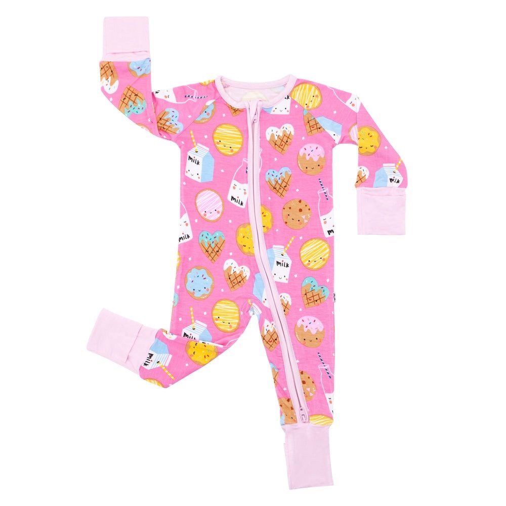 Little Sleepies Bamboo Pink Cookies and Milk Zippy size 2T
